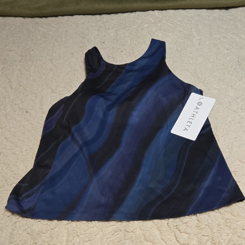 Athleta Women's Lightning Print Support Top in Blue and Black